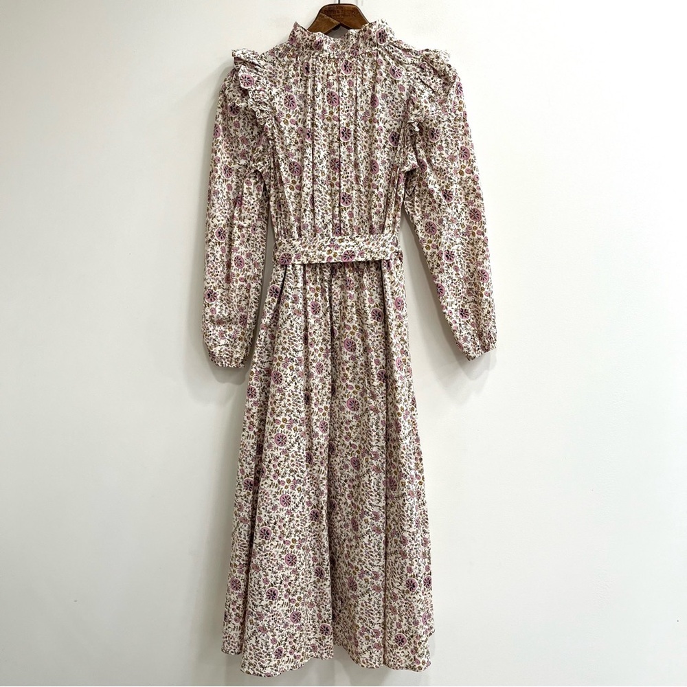 XIRENA isley dress in ivy vines cream pastel pink floral long sleeve ruffles XS - Picture 5 of 16